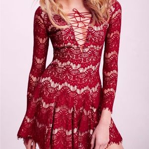 NWOT Style stalker Love Machine Ruby Red Lace dress M